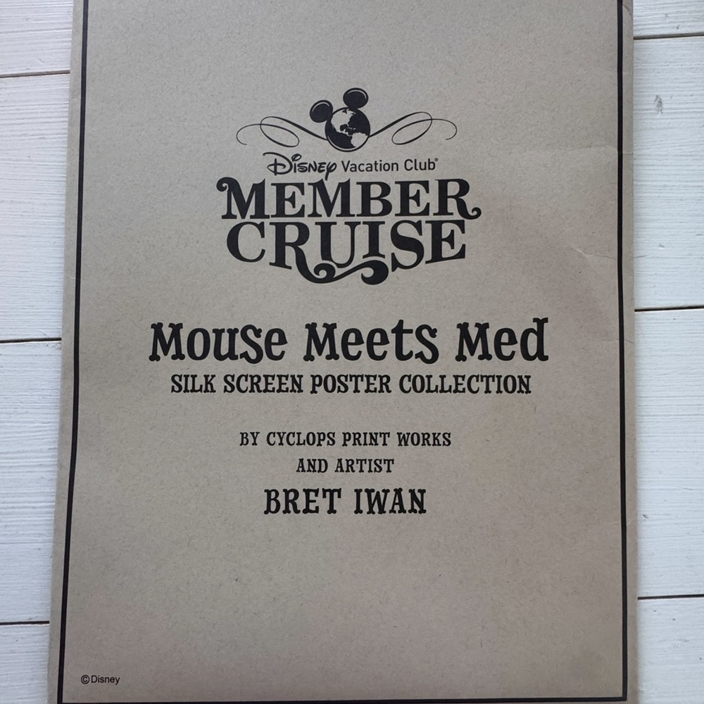 Disney Member Cruise Mouse Meets Med Poster - Red and White